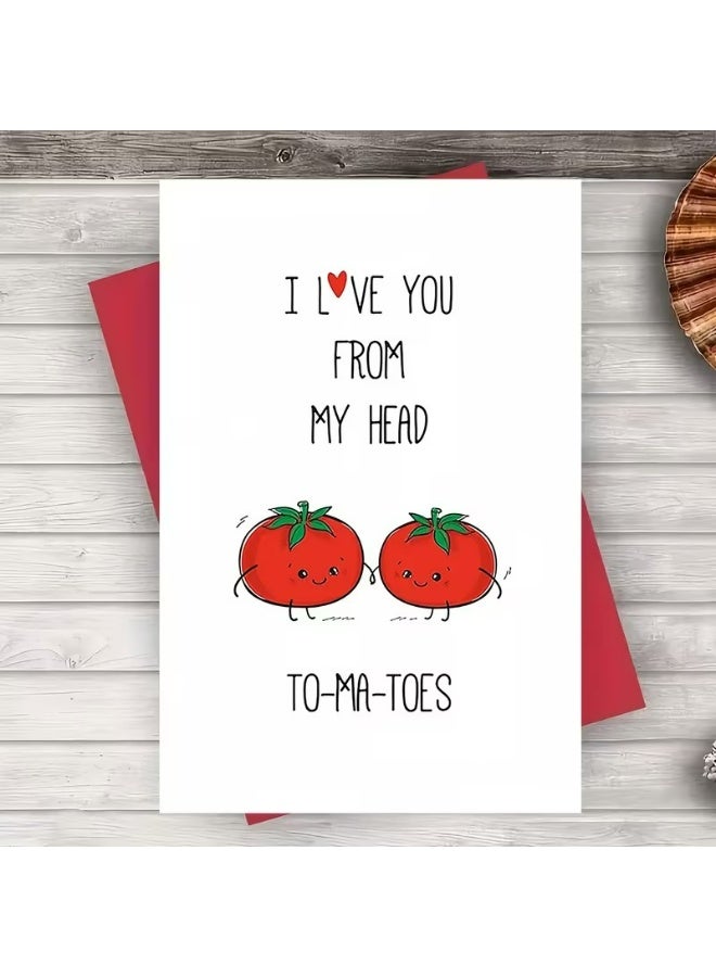 Kandid Cute Valentine's Card 1pc "Head to Toe" (Tomato) - Image 1